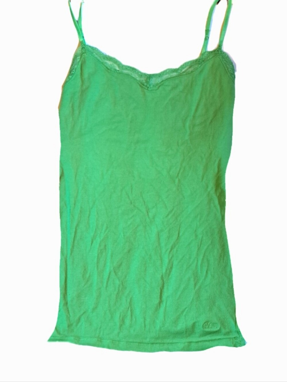 4/$15 🌻 Aeropostale Size M Bright Green Lace-Trim Cami Y2K